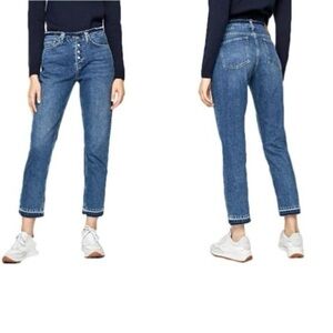 PEPE London Archive Mary Revive Straight Leg Frayed Waist Hem Blue Jeans Size 27